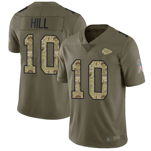 Men Kansas City Chiefs #10 Hill Tyreek Limited Olive Camo 2017 Salute to Service Football Nike NFL Jersey